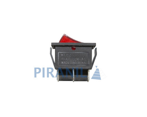 Кнопка KCD2 (250V, 15A, 6 контактів) чорно-червона