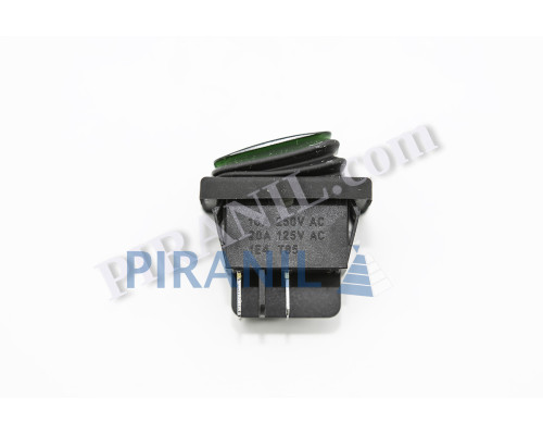 Кнопка FiLN KCD4 (250V, 16A) 4 контакти, із захистом, зелена