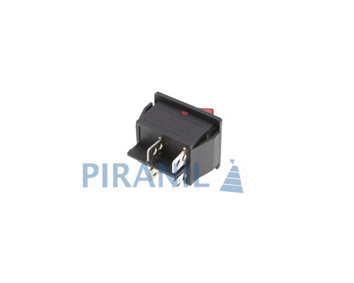 Кнопка KCD2-201N (250V, 5A, 4 контакти) чорно-червона