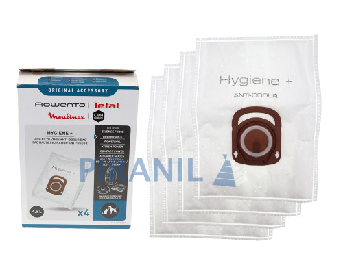 Набір одноразових мішків HYGIENE+ anti-odour для пилососів Rowenta, Tefal, Moulinex, OBH Nordica (4 шт) - ZR200720