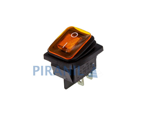 Кнопка KCD4 (250V, 16A) на 4 контакти, із захистом, помаранчева