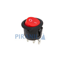 Кнопка KCD1 (250V 6A) кругла, червона, 3 контакти