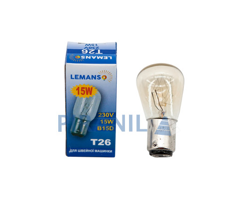 Лампа Lemanso (15W, T26, B15D, 230V) для швацької машини