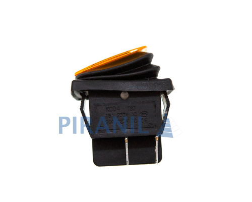 Кнопка KCD4 (250V, 16A) на 4 контакти, із захистом, помаранчева