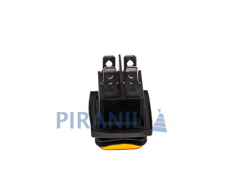 Кнопка KCD4 (250V, 16A) на 4 контакти, із захистом, помаранчева