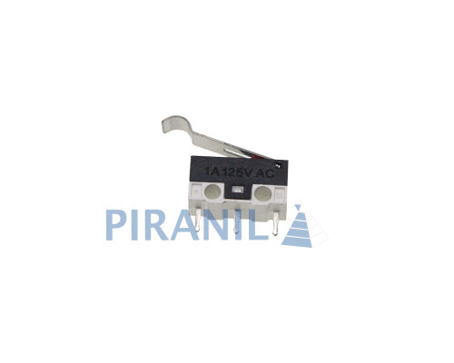 Мікроперемикач Whicepart KW10-Z3P (SPDT,  125Vdc 1A) (13x6x6.7 мм, клеми 0.9x3.6 мм), важіль 16.5 мм загнутий