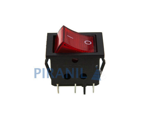 Кнопка QY604-201N (аналог KCD4) широкая (250V, 15A, 6 контактов)