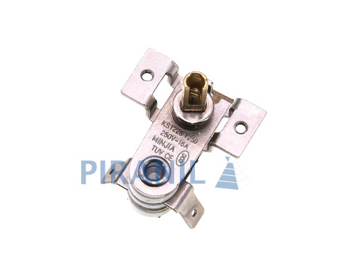 Термореле KST-168 / KST228 (250V 16A T250, 190°C), зігнуті ніжки під 180°, ручка 12 мм, отвори 2 мм