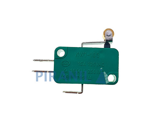 Мікровимикач Daier KW1-103-6 (250V, 16(4)A, 28x16x10 мм), важіль 15 мм з роликом